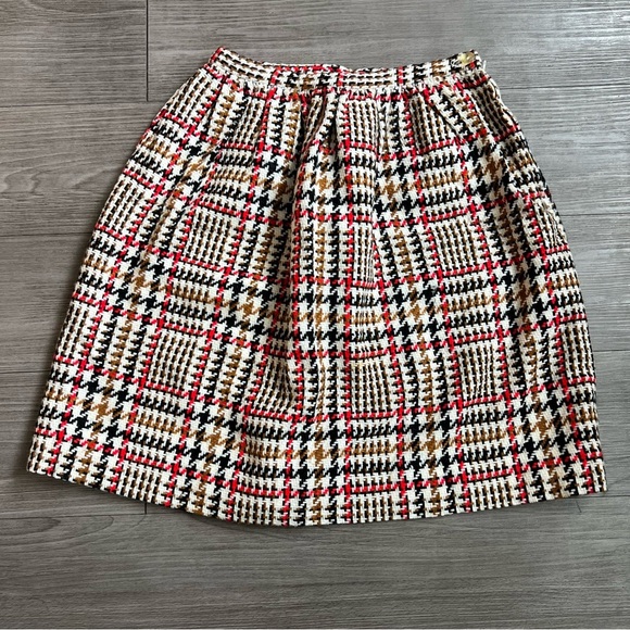 Vintage 70s Houndstooth Multicolored Textured Mini Skirt Size XS